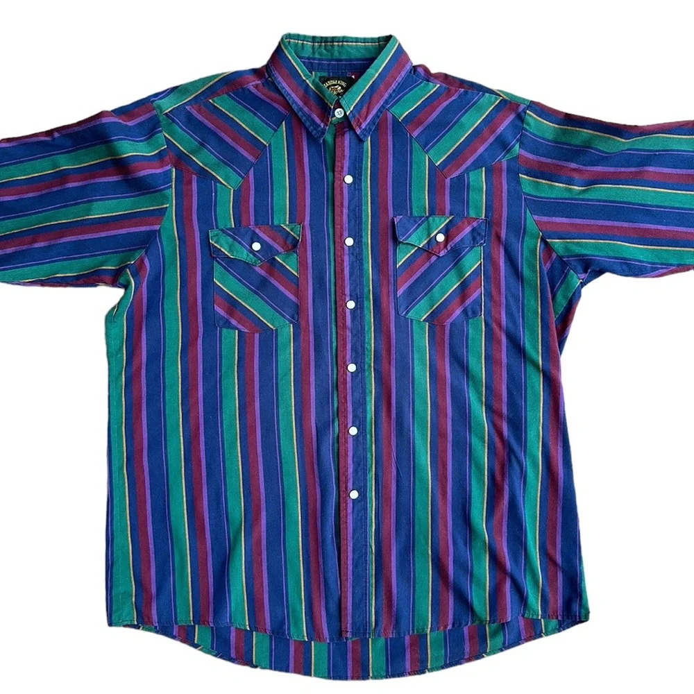 ⚡️SOLD ⚡️Vintage Western Pearl Snap Long Sleeve Shirt Men’s - Picture 2 of 4